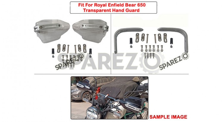 Fit For Royal Enfield Bear 650 Transparent White Hand Guard Kit - SPAREZO